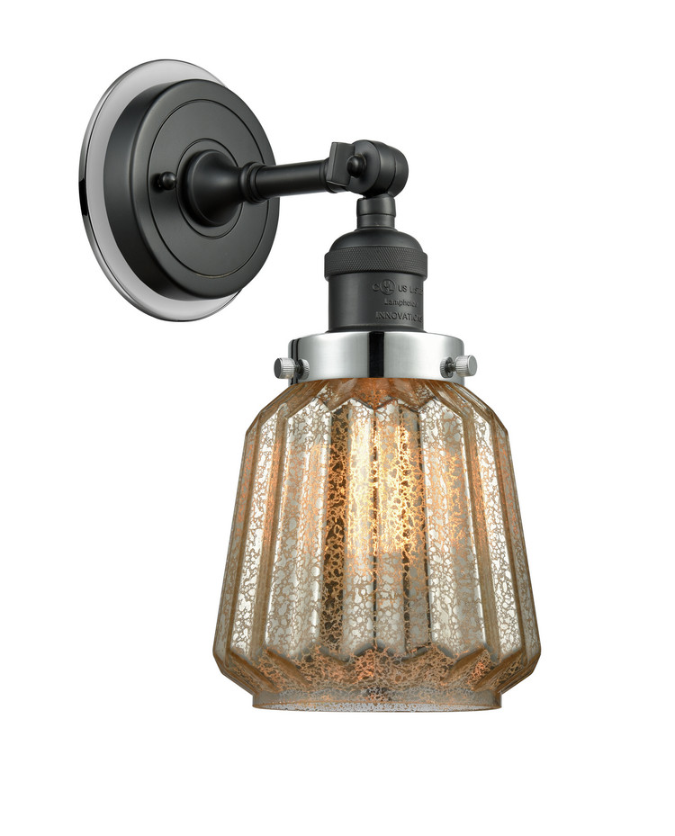 Innovations - 203BK-BPPC-HRPC-G146 - One Light Wall Sconce - Franklin Restoration - Matte Black