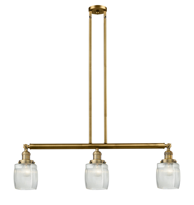 Innovations - 213-BB-G302 - Three Light Island Pendant - Franklin Restoration - Brushed Brass