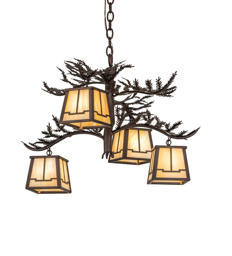 Meyda Tiffany - 285397 - Four Light Chandelier - Pine Branch - Mahogany Bronze