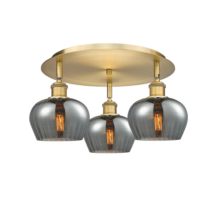 Innovations - 516-3C-BB-G93 - Three Light Flush Mount - Downtown Urban - Brushed Brass