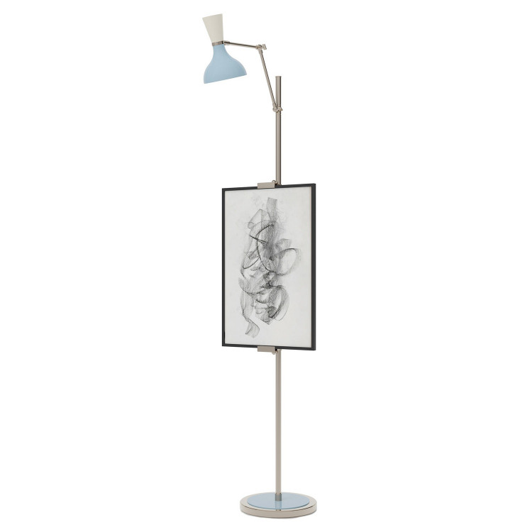 Robert Abbey - BB17LY - One Light Floor Easel - Clare - Polished Nickel w/Baby Blue Lily Painted