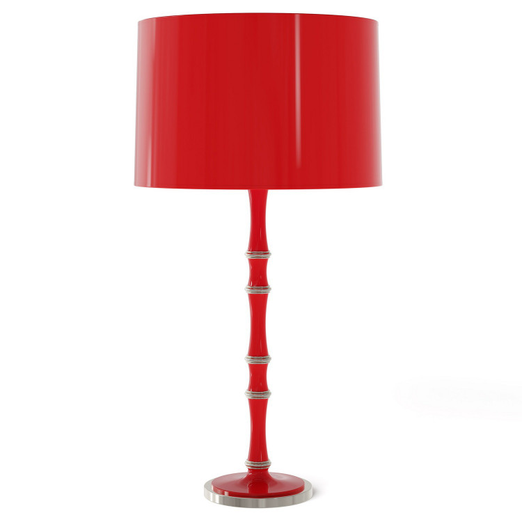 Robert Abbey - RR72X - One Light Table Lamp - Kane - Ruby Red w/Polished Nickel