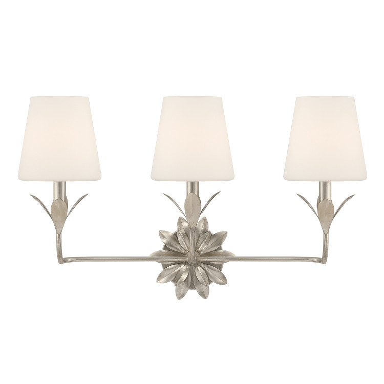 Crystorama - 573-OP-SA - Three Light Bath - Broche - Antique Silver
