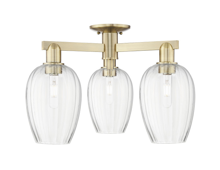 Innovations - 716-3F-AB-G457-6CL - Three Light Semi-Flush Mount - Arcadia - Antique Brass