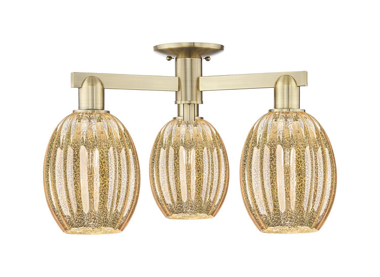 Innovations - 716-3F-AB-G459-6ME - Three Light Semi-Flush Mount - Arcadia - Antique Brass