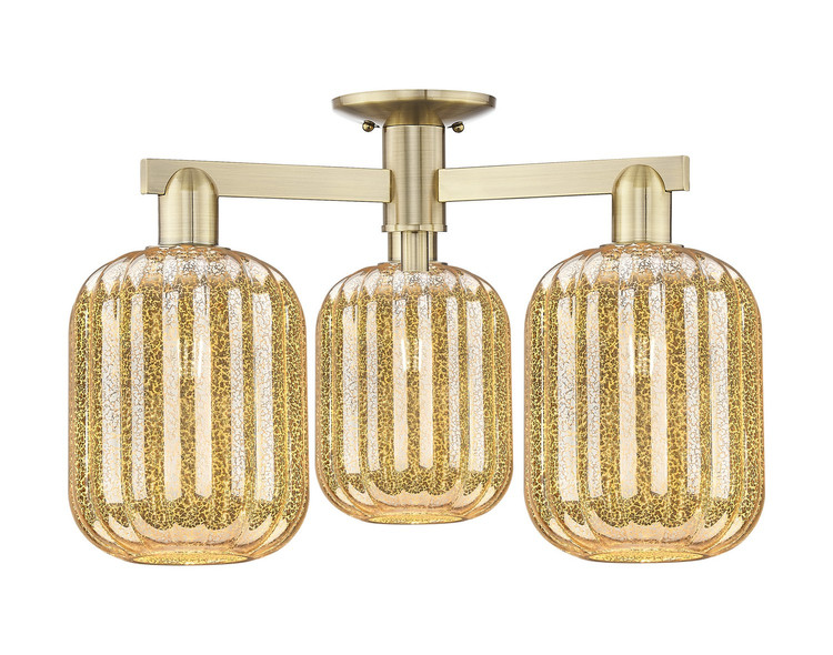 Innovations - 716-3F-AB-G460-7ME - Three Light Semi-Flush Mount - Arcadia - Antique Brass
