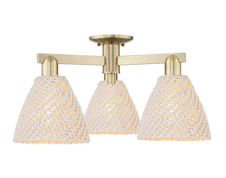 Innovations - 716-3F-AB-NBD-75-NAT - Three Light Semi-Flush Mount - Arcadia - Antique Brass