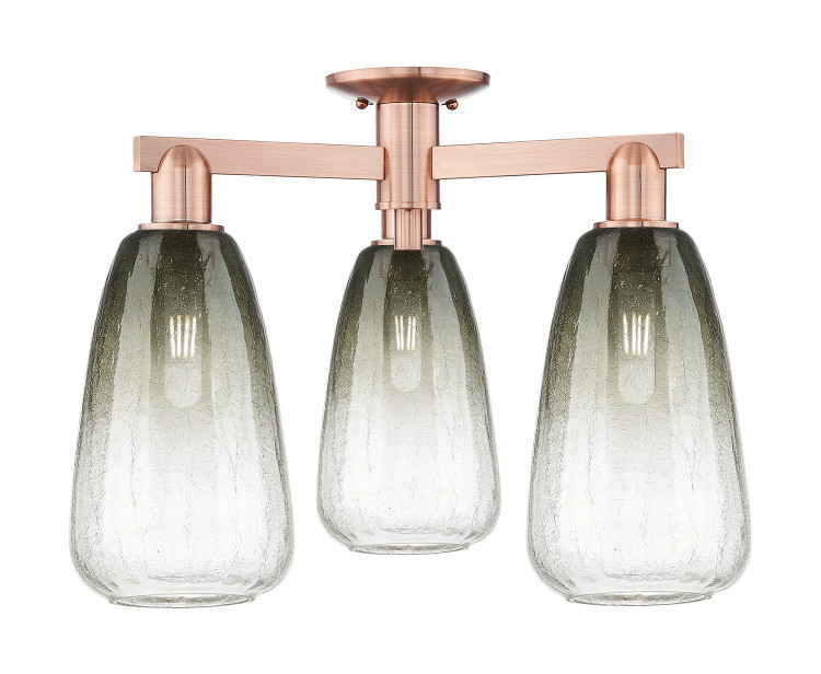 Innovations - 716-3F-AC-G480-6SL - Three Light Semi-Flush Mount - Arcadia - Antique Copper
