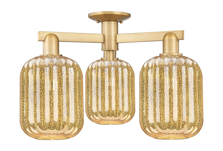 Innovations - 716-3F-BB-G460-7ME - Three Light Semi-Flush Mount - Arcadia - Brushed Brass