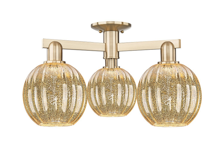 Innovations - 716-3F-CB-G458-7ME - Three Light Semi-Flush Mount - Arcadia - Champagne Bronze