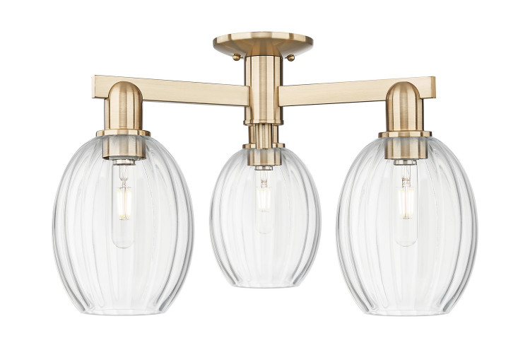 Innovations - 716-3F-CB-G459-6CL - Three Light Semi-Flush Mount - Arcadia - Champagne Bronze
