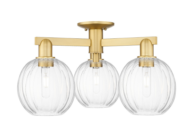 Innovations - 716-3F-SG-G458-7CL - Three Light Semi-Flush Mount - Arcadia - Satin Gold