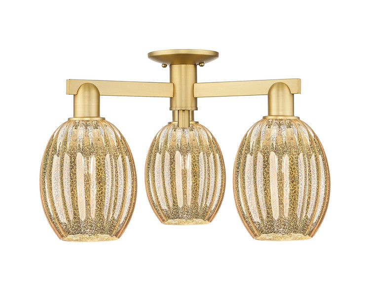 Innovations - 716-3F-SG-G459-6ME - Three Light Semi-Flush Mount - Arcadia - Satin Gold