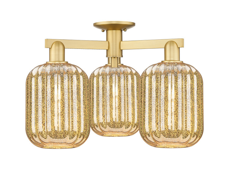 Innovations - 716-3F-SG-G460-7ME - Three Light Semi-Flush Mount - Arcadia - Satin Gold