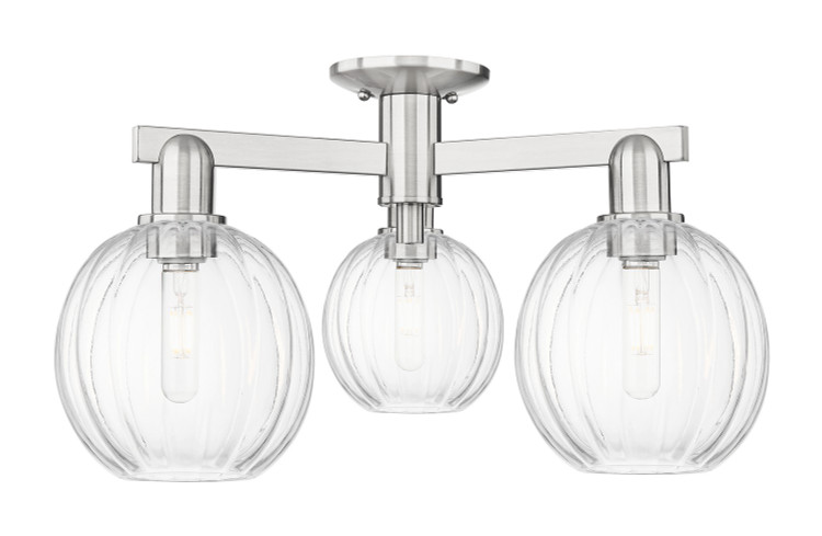 Innovations - 716-3F-SN-G458-7CL - Three Light Semi-Flush Mount - Arcadia - Brushed Satin Nickel