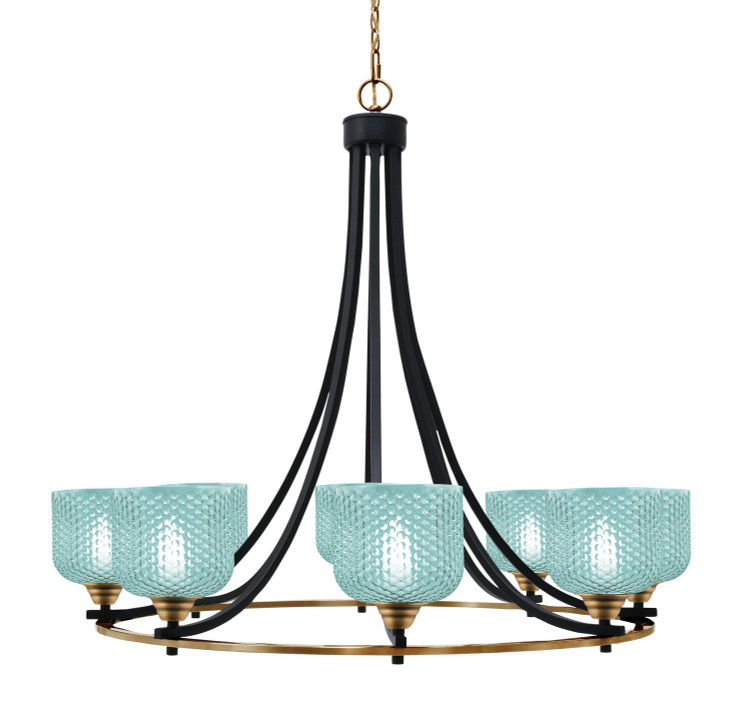 Toltec Lighting - 3408-MBBR-4615 - Eight Light Chandelier - Paramount - Matte Black & Brass