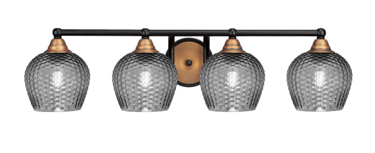 Toltec Lighting - 3424-MBBR-4602 - Four Light Bath Bar - Paramount - Matte Black & Brass