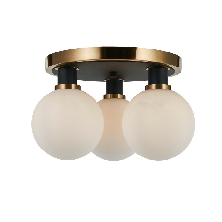 Artcraft - AC11873WH - Three Light Semi-Flush Mount - Gem - Black and Brushed Brass Artcraft - AC11873WH - Three Light Semi-Flush Mount - Gem - Black and Brushed Brass