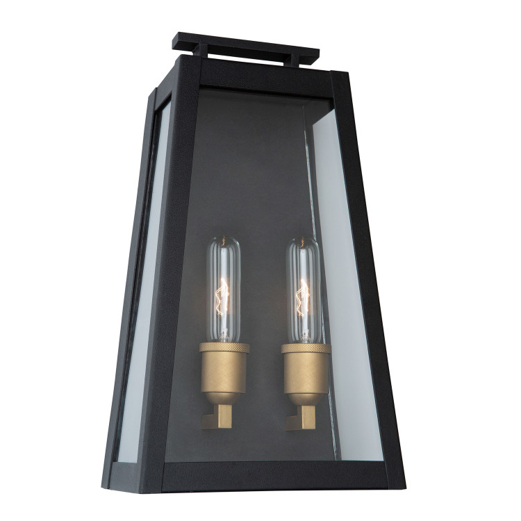 Artcraft - AC8109BK - Two Light Outdoor Wall Mount - Charleston - Black Vintage Gold