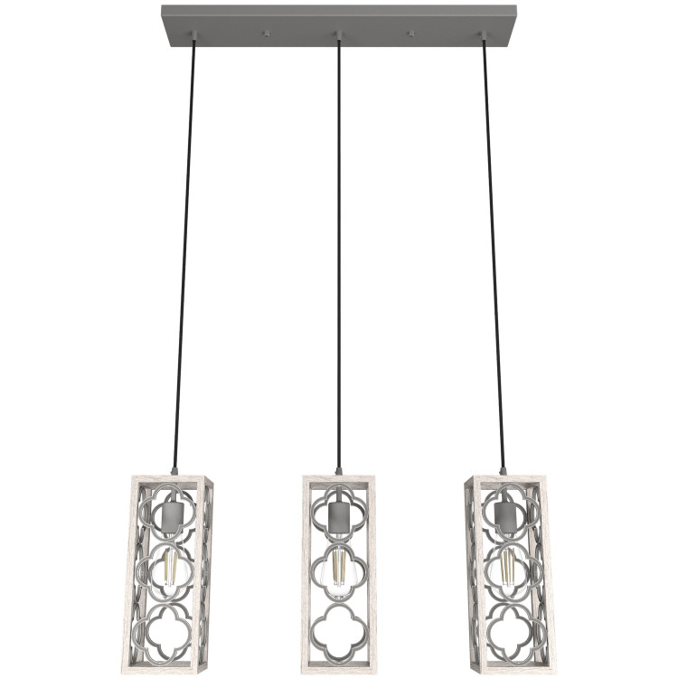 Hunter - 19949 - Three Light Linear Cluster - Gablecrest - Distressed White