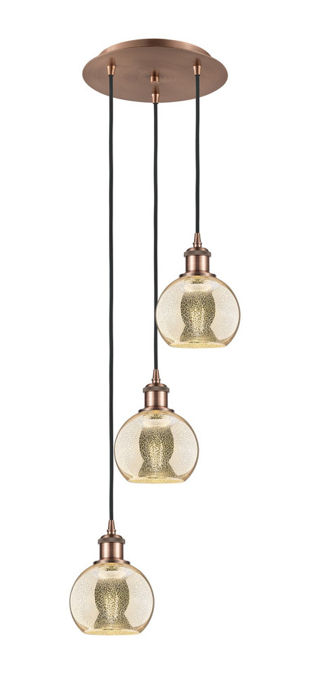 Innovations - 113B-3P-AC-G128-6 - Three Light Pendant - Ballston - Antique Copper