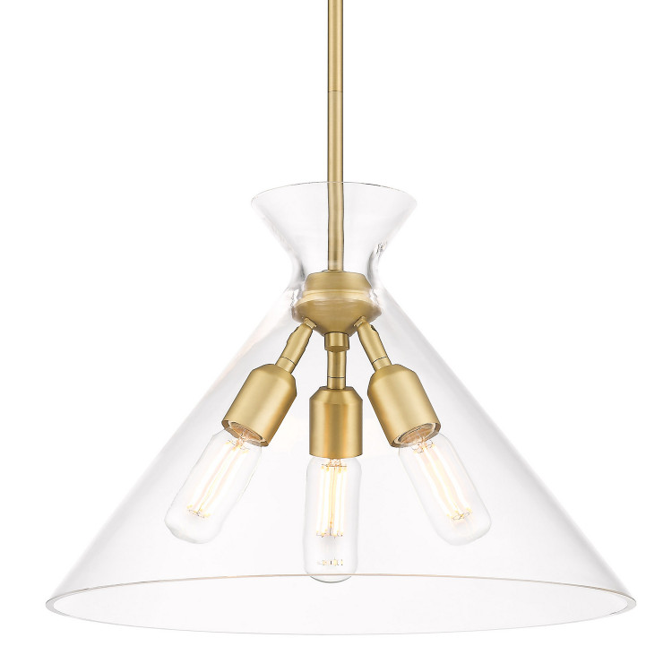 Golden - 0511-3P BCB-CLR - Three Light Pendant - Malta - Brushed Champagne Brass