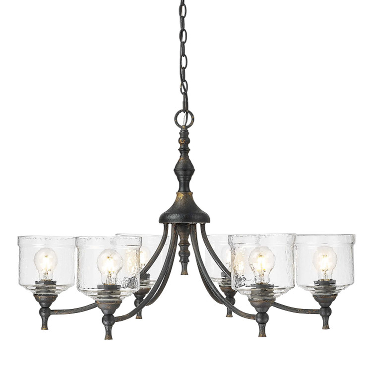 Golden - 0806-6 ABI-HWG - Six Light Chandelier - Keating - Antique Black Iron