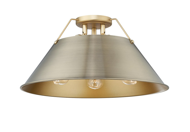 Golden - 3306-3FM BCB-AB - Three Light Flush Mount - Orwell - Brushed Champagne Brass