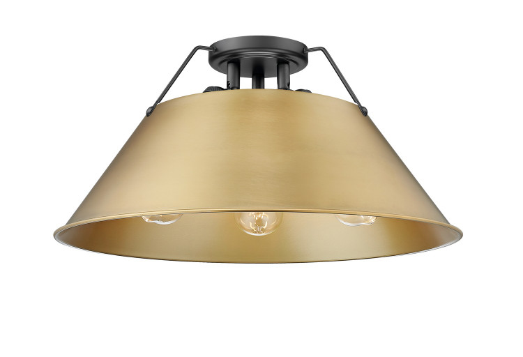 Golden - 3306-3FM BLK-BCB - Three Light Flush Mount - Orwell - Matte Black