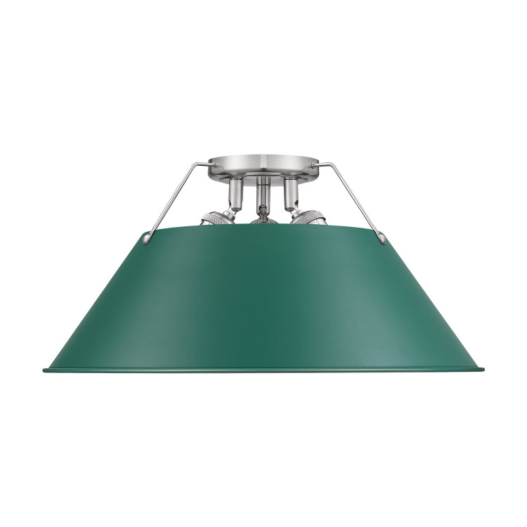 Golden - 3306-3FM PW-GN - Three Light Flush Mount - Orwell - Pewter