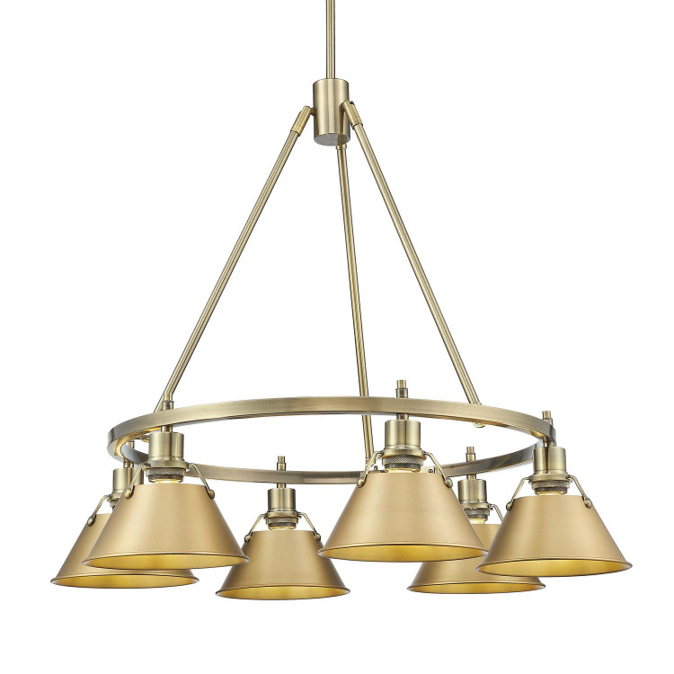 Golden - 3306-6 AB-BCB - Six Light Chandelier - Orwell - Aged Brass
