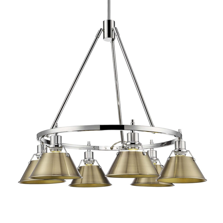 Golden - 3306-6 CH-AB - Six Light Chandelier - Orwell - Chrome