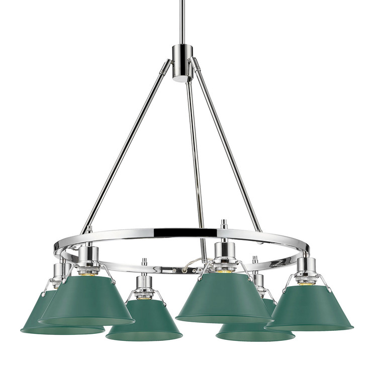 Golden - 3306-6 CH-GN - Six Light Chandelier - Orwell - Chrome