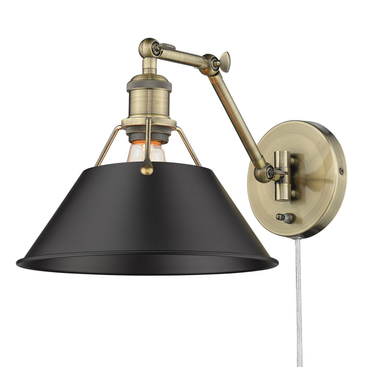 Golden - 3306-A1W AB-BLK - One Light Wall Sconce - Orwell - Aged Brass