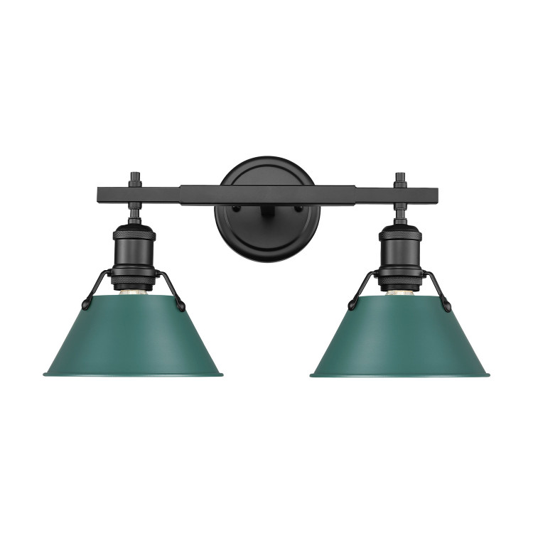 Golden - 3306-BA2 BLK-GN - Two Light Vanity - Orwell - Matte Black