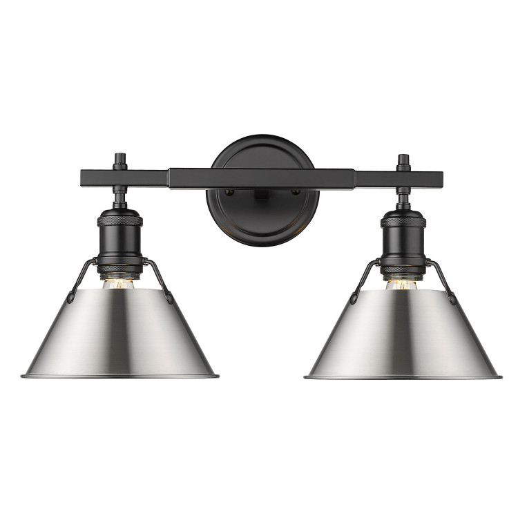 Golden - 3306-BA2 BLK-PW - Two Light Bath Vanity - Orwell - Matte Black