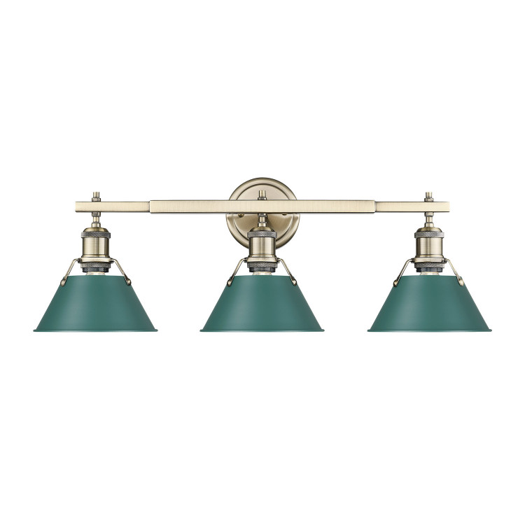 Golden - 3306-BA3 AB-GN - Three Light Vanity - Orwell - Aged Brass