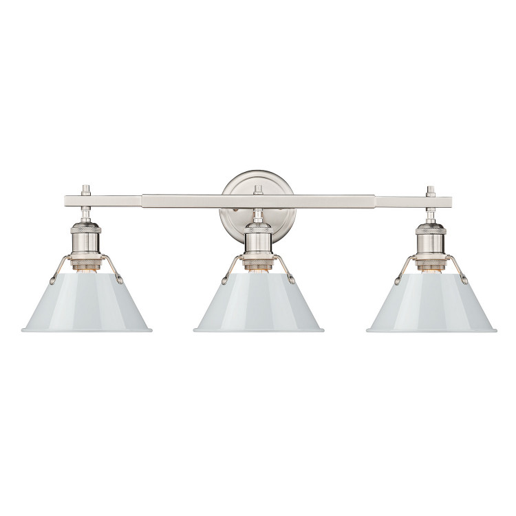 Golden - 3306-BA3 PW-DB - Three Light Bath Vanity - Orwell - Pewter