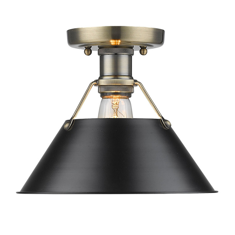 Golden - 3306-FM AB-BLK - One Light Flush Mount - Orwell - Aged Brass Golden - 3306-FM AB-BLK - One Light Flush Mount - Orwell - Aged Brass
