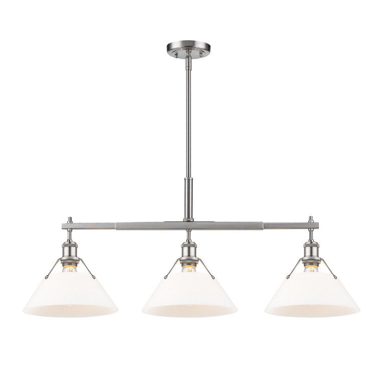 Golden - 3306-LP PW-OP - Three Light Linear Pendant - Orwell - Pewter