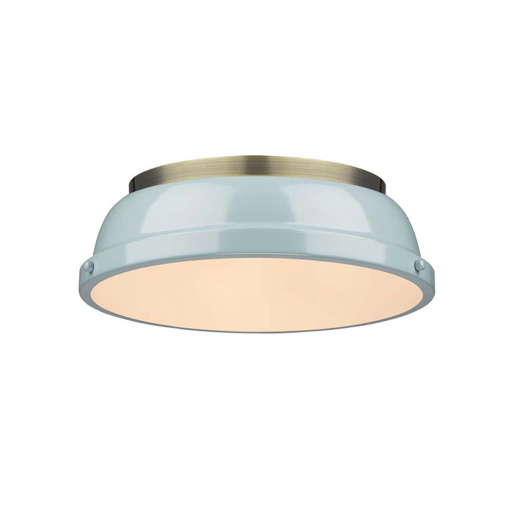Golden - 3602-14 AB-SF - Two Light Flush Mount - Duncan - Aged Brass
