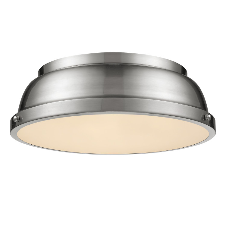 Golden - 3602-14 PW-PW - Two Light Flush Mount - Duncan - Pewter