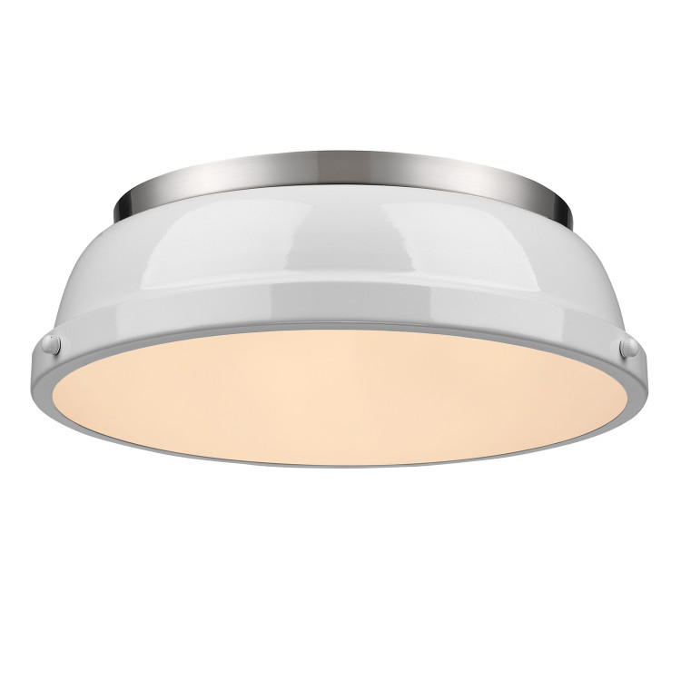 Golden - 3602-14 PW-WH - Two Light Flush Mount - Duncan - Pewter