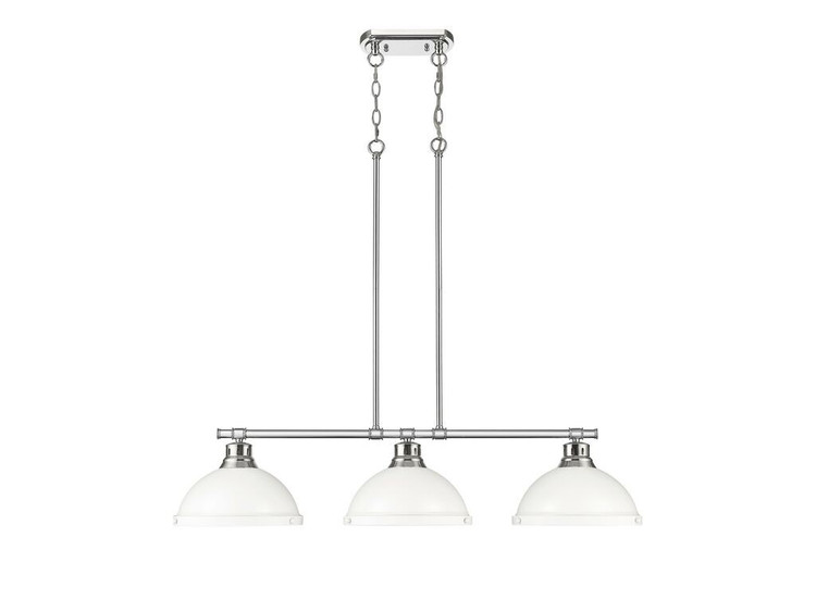 Golden - 3602-3LP CH-WHT - Three Light Linear Pendant - Duncan - Chrome
