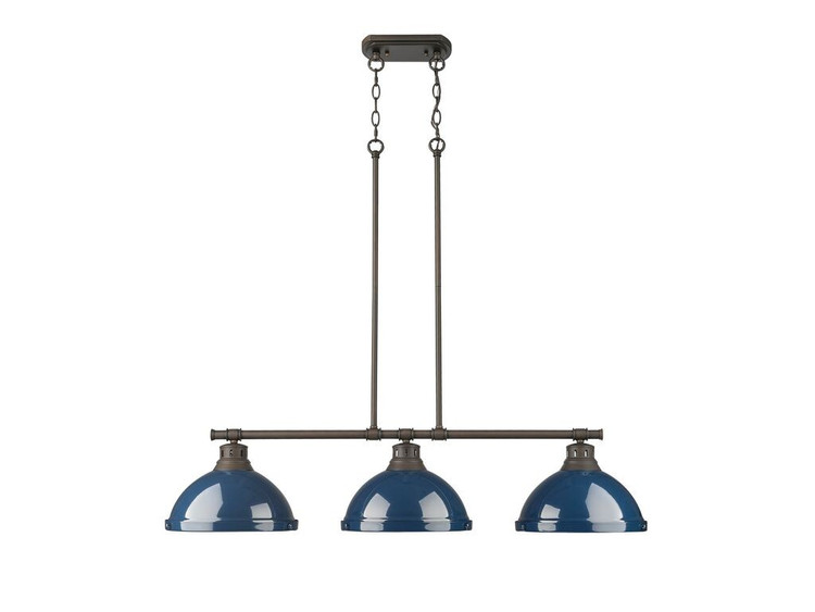 Golden - 3602-3LP RBZ-NVY - Three Light Linear Pendant - Duncan - Rubbed Bronze