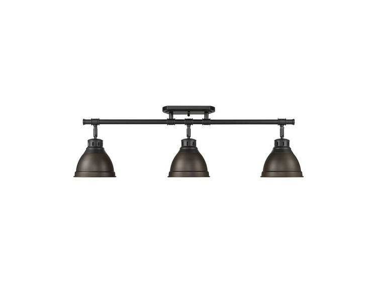 Golden - 3602-3SF BLK-RBZ - Three Light Semi-Flush Mount - Duncan - Matte Black