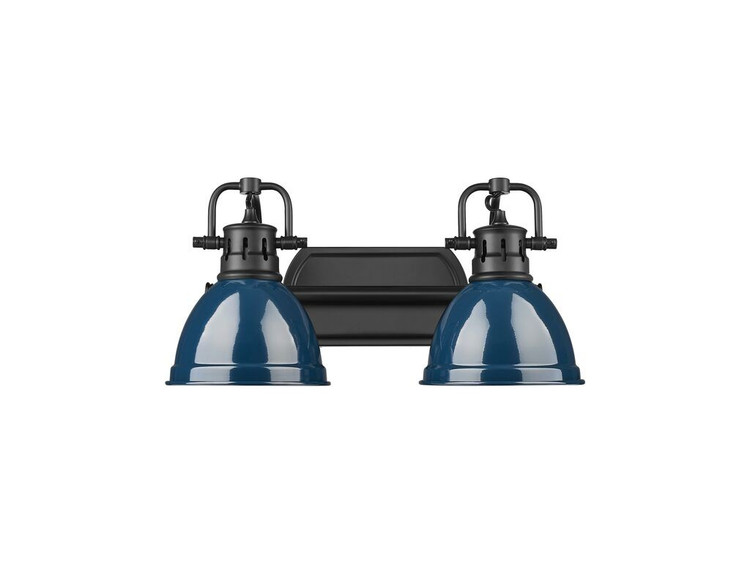 Golden - 3602-BA2 BLK-NVY - Two Light Vanity - Duncan - Matte Black