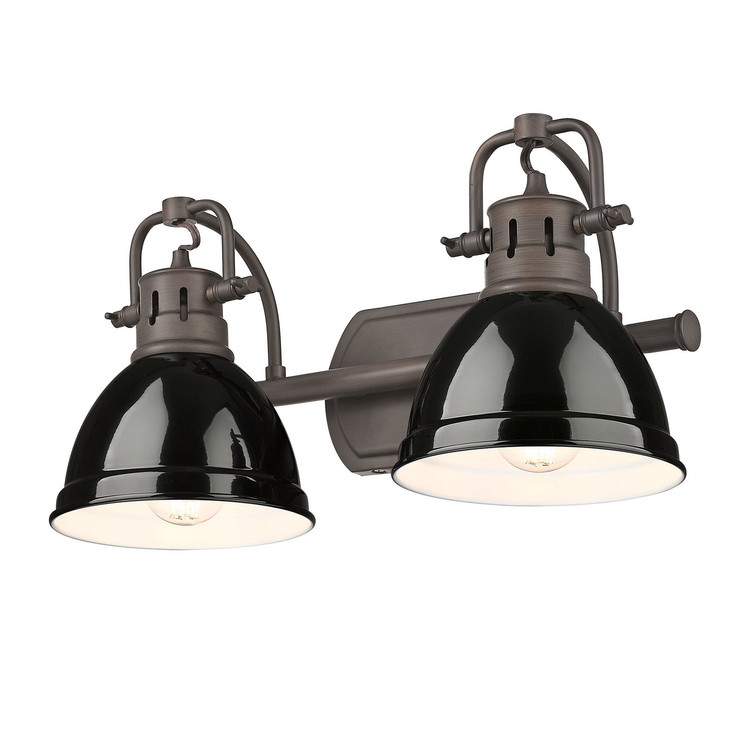 Golden - 3602-BA2 RBZ-BK - Two Light Vanity - Duncan - Rubbed Bronze