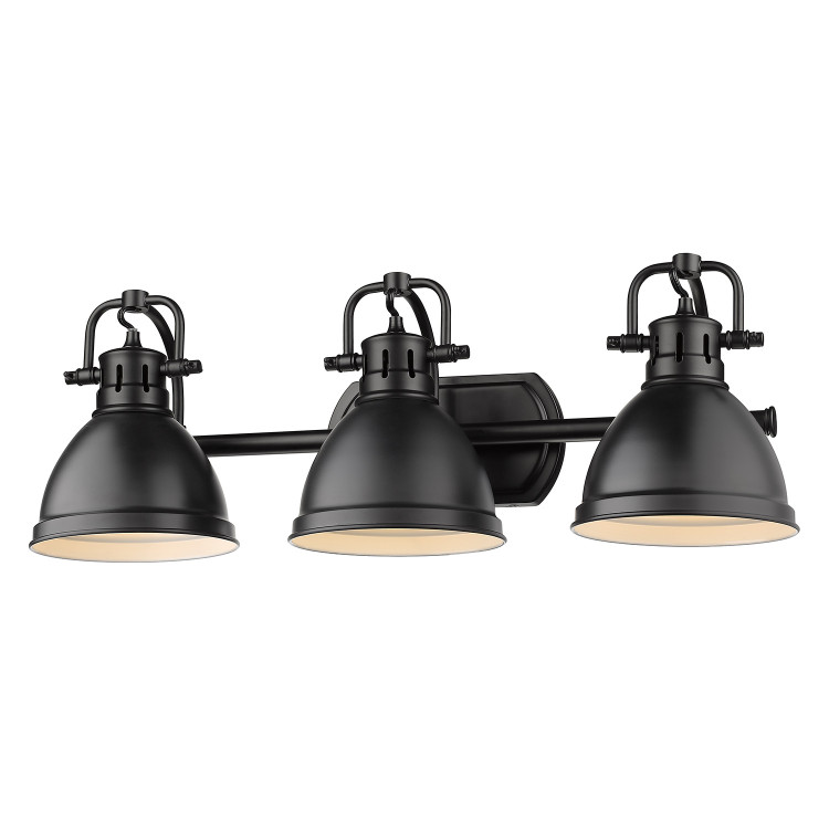 Golden - 3602-BA3 BLK-BLK - Three Light Bath Vanity - Duncan - Matte Black