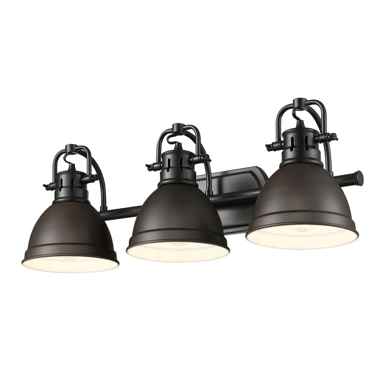 Golden - 3602-BA3 BLK-RBZ - Three Light Vanity - Duncan - Matte Black